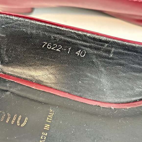 MIU MIU Burgundy Patent Leather Ballet Flats Silver Buckle Accent Women's Sz 40 - Picture 12 of 16